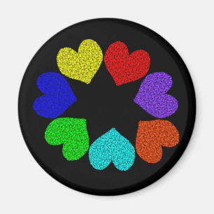 Imã Magnet Floral Rainbow Love Hearts