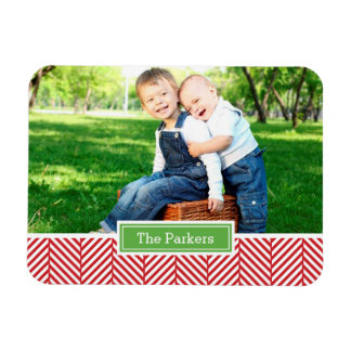 Ímã Magnet Fotográfico de Herringbone Holiday Monogram