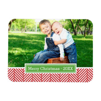 Ímã Magnet Fotográfico de Herringbone Holiday Monogram