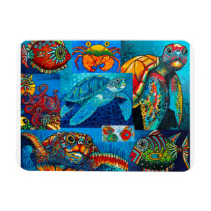 Ímã Magnet "Funky Sea Critters Collage"
