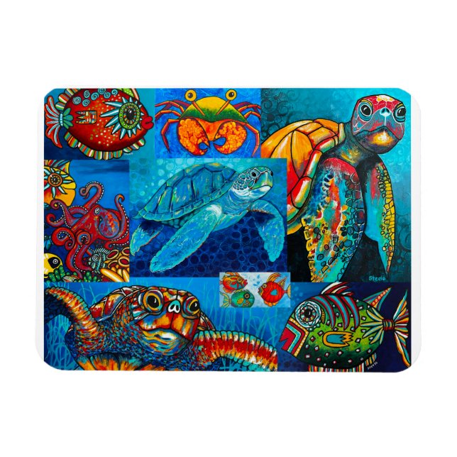 Ímã Magnet "Funky Sea Critters Collage" (Horizontal)