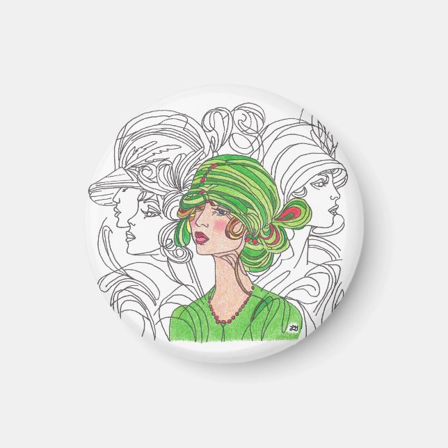 Imã Magnet Green Flapper Girl (Frente)