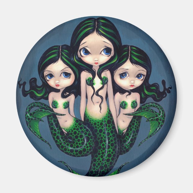 Imã Magnet "Green Mermaid Triplets" (Frente)