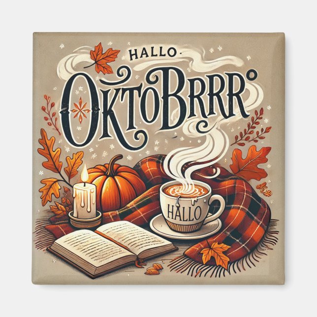 Imã Magnet: Hallo Oktobrrr Herbstdesign (Frente)