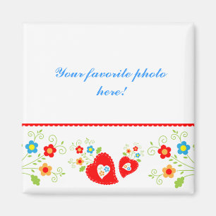 Imã Magnet hearts and flower template