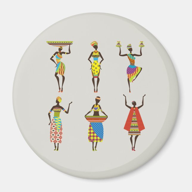 Imã Magnet ilustrado para mulheres africanas (Frente)