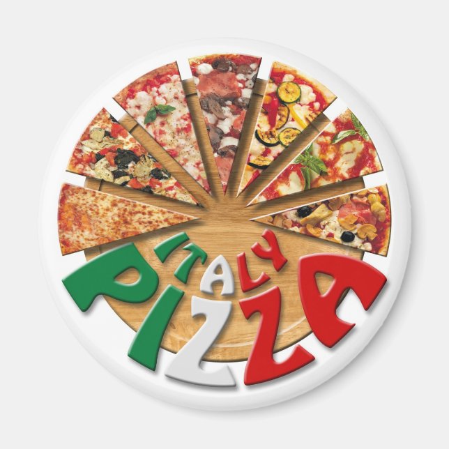 Imã Magnet Italy Pizza no conselho de corte (Frente)