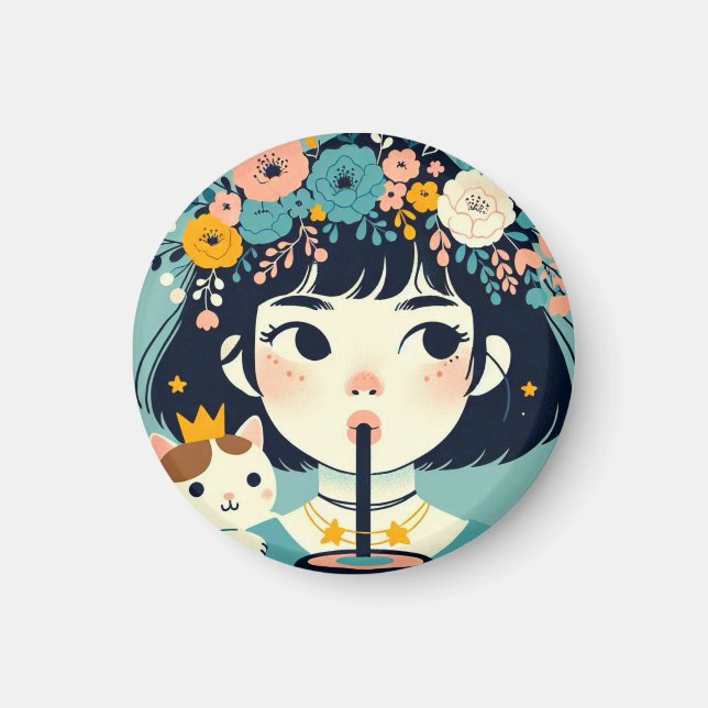 Imã Magnet La petite fille au bubble tea“ (Frente)