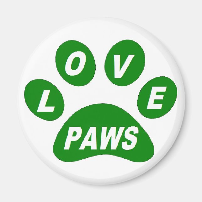 Imã Magnet Love Paws sobre Paws Green (Frente)