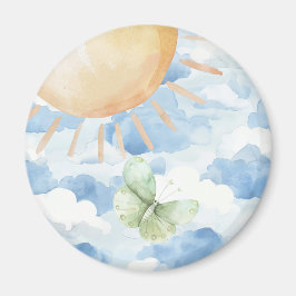 Imã Magnet mit Schmetterling im blauen Himmel mit Wolk