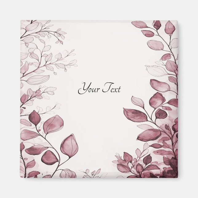 Imã Magnet Moderno de Folhas Vermelhas (Frente)