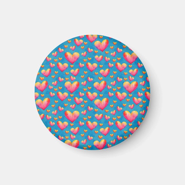 Imã Magnet Multicolor Watercolor Hearts (Frente)
