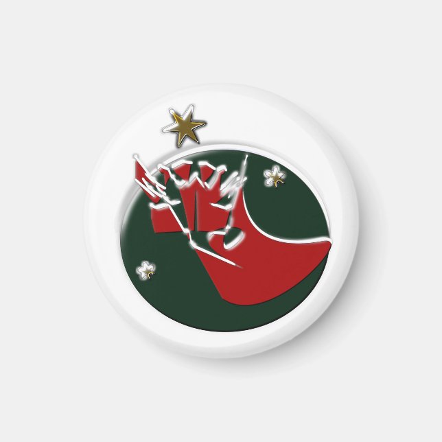 Imã Magnet Natal Papai Noel está chegando ao círculo d (Frente)