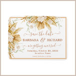 Ímã MAGNET Pampas Grass  Wedding Save Date Invitation<br><div class="desc">Unique and romantic boho pampas grass and dusty pink/peach flowers against a white background highlight this floral Magnet Save the Date. Lettering in a terracotta shade with elements of script calligraphy and glyphs. A lovely design choice to set the tone for your wedding celebration. For any design questions or additional...</div>