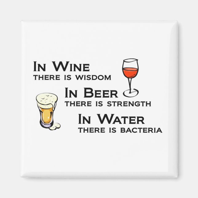 Imã Magnet para amantes de vinho e cerveja, com humor (Frente)