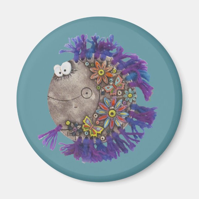 Imã Magnet - Peixe de Fios Roxo - Papa (Frente)