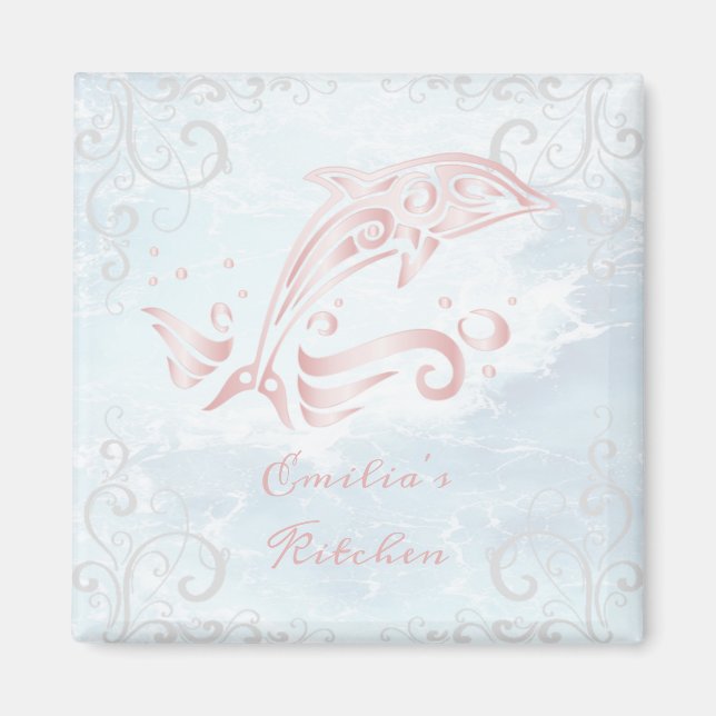 Imã Magnet Personalizado de Golfinho Rosa (Frente)