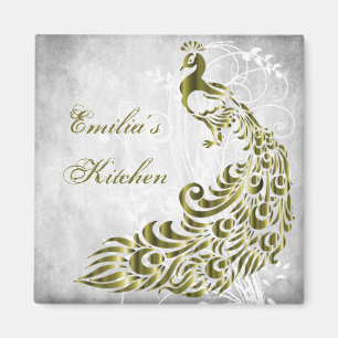Imã Magnet Personalizado de Peacock Dourado