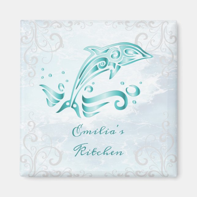 Imã Magnet Personalizado do Golfinho Teal (Frente)
