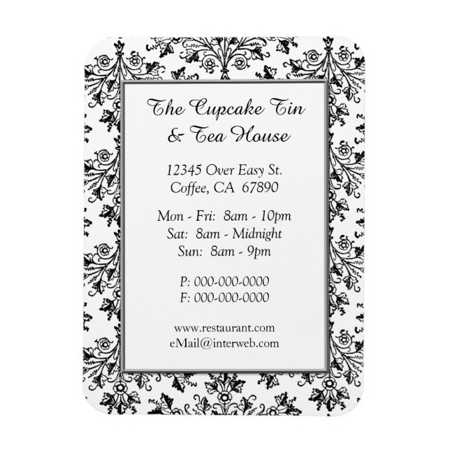 Ímã Magnet Personalizado do Restaurante de Cor damasco (Vertical)