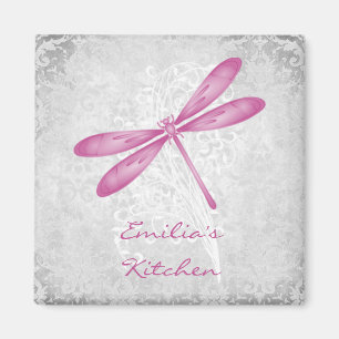 Imã Magnet Personalizado Magenta Dragonfly