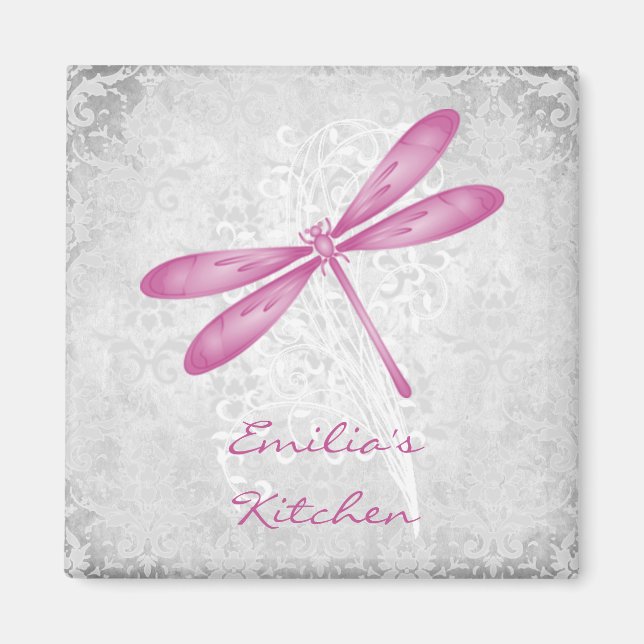 Imã Magnet Personalizado Magenta Dragonfly (Frente)