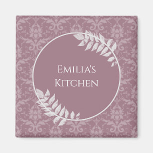 Imã Magnet Personalizado Mauve Elegant Damask