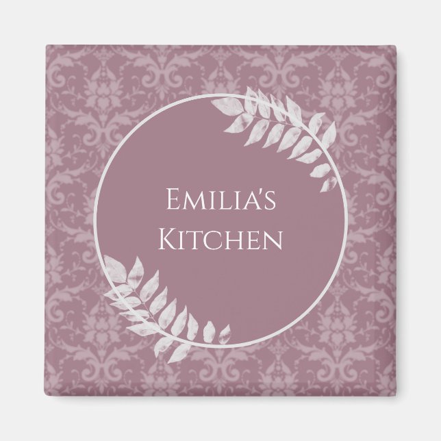 Imã Magnet Personalizado Mauve Elegant Damask (Frente)