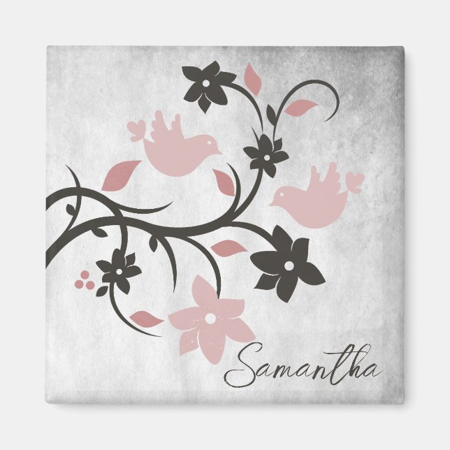 Imã Magnet Personalizado Pink Lovebird (Frente)