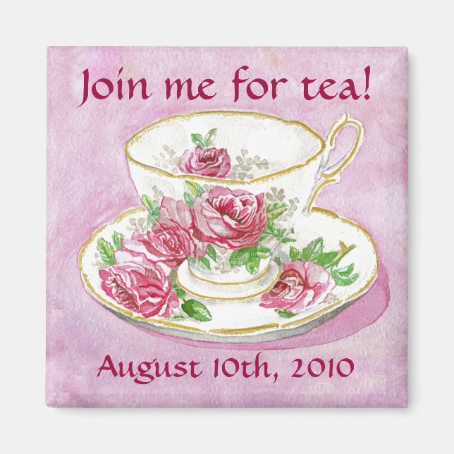 Imã Magnet - Personalize-me! Rosa Rosa Rosa Teacup Tea (Frente)