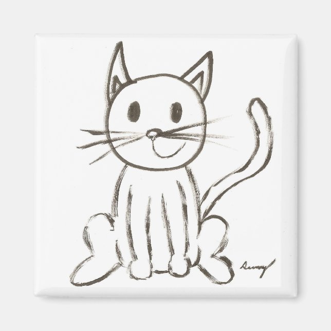 Imã Magnet Pintado Quadrado de Gatinho (Frente)