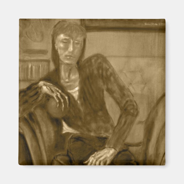 Imã Magnet - Pintura de óleo "Laranja" no Tom Sepia (Frente)