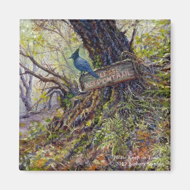 Imã Magnet "Por favor, mantenha-se em trilhas" (Frente)