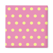 Magnet Quadrado de bolinhas (Cor-de-rosa e amarelo