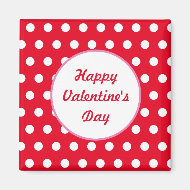 Imã Magnet Quadrado do feliz dia de os namorados (Verm (Frente)