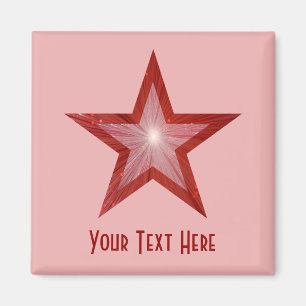 Imã Magnet quadrado 'Seu Texto' do Red Star