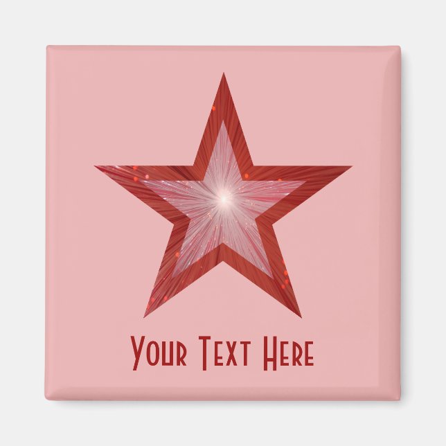Imã Magnet quadrado 'Seu Texto' do Red Star (Frente)