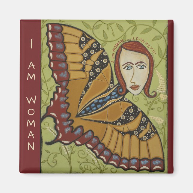 Imã Magnet Quadrado - Sou Uma Borboleta Mulher (Frente)