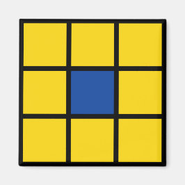 Imã Magnet Quadrate Blume Gelb Blau