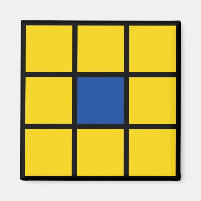 Imã Magnet Quadrate Blume Gelb Blau (Frente)