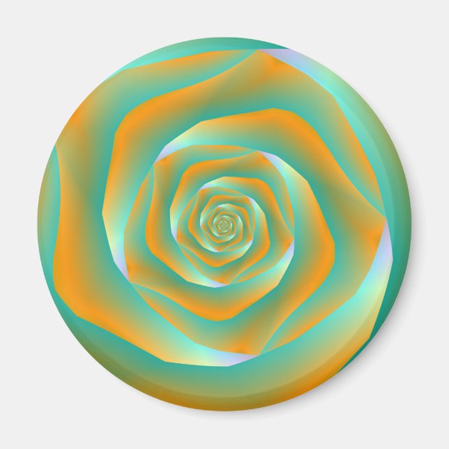 Imã Magnet Rosa espiral laranja e verde (Frente)