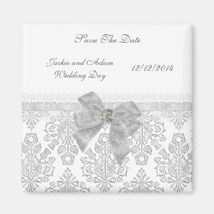 Imã Magnet Salve A Data Casamento Damask White
