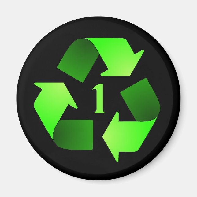 Imã Magnet - Símbolo de reciclagem - Verde nº 1 (Frente)