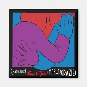 Imã Magnet Square Obrigado e Merci