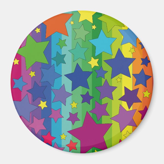 Imã Magnet - Streifen und Sterne regenbogenfarben (Frente)