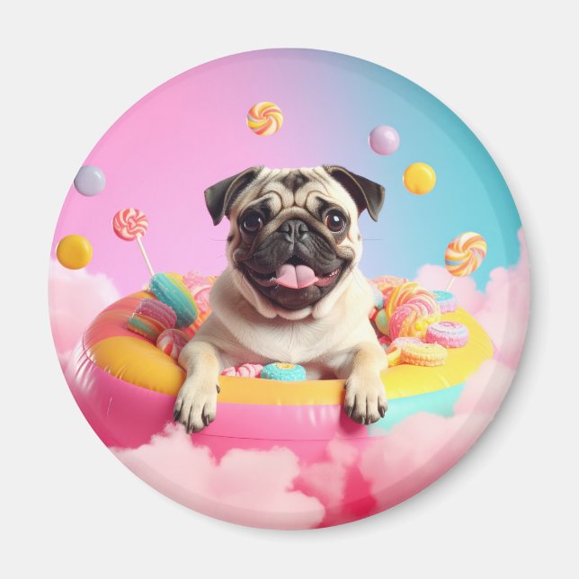 Imã Magnet – Süßer glücklicher Mops  (Frente)