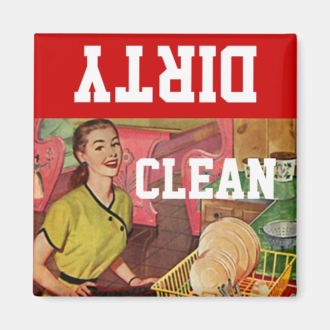 Imã Magnet Vintage Retro Happy Homemaker Dish wash (Frente)
