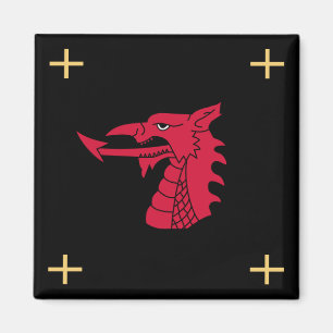 Imã Magnet Wales - Dragão galês e cruzes Douradas