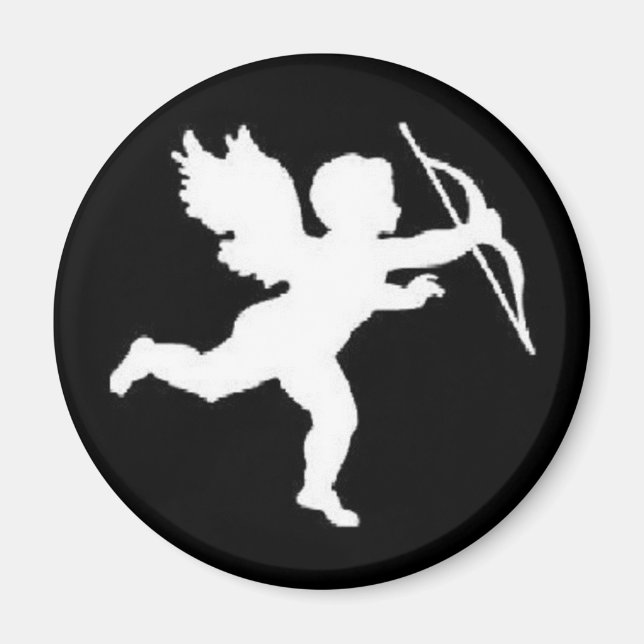 Imã Magnet White Cupid Em Preto (Frente)