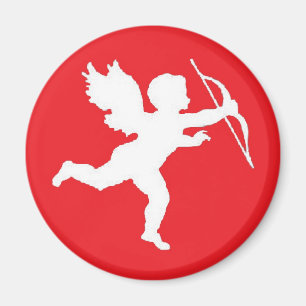 Imã Magnet White Cupid Em Vermelho